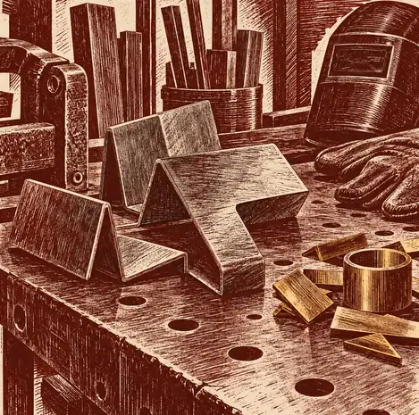 Illustration of fabrication businesses equipment and workspace